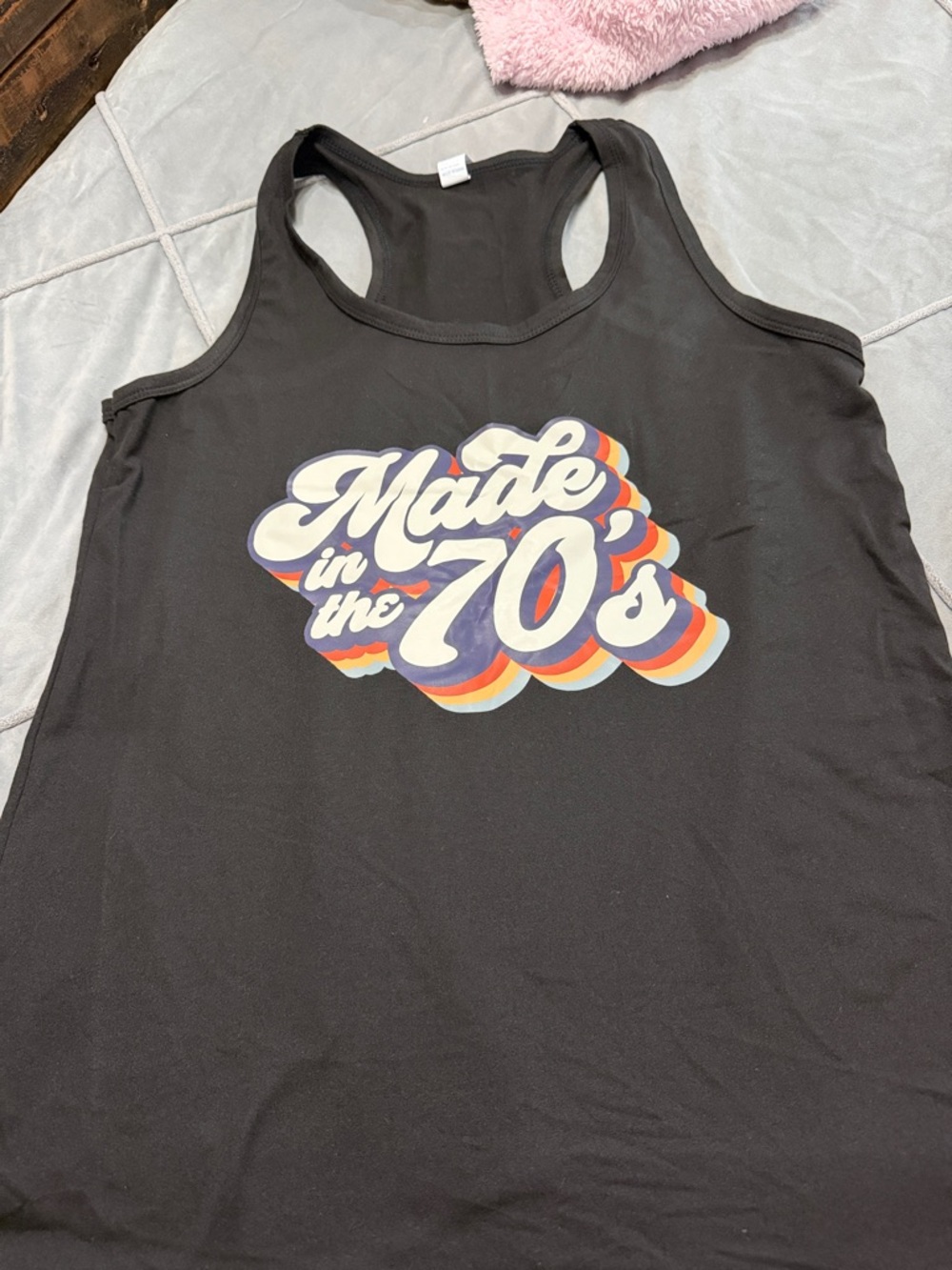 Black Racerback Tank Top with Retro 'Made in the 70's' Graphic